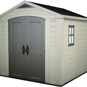 8x8 Foot Large Resin Outdoor Shed with Floor for Patio Furniture